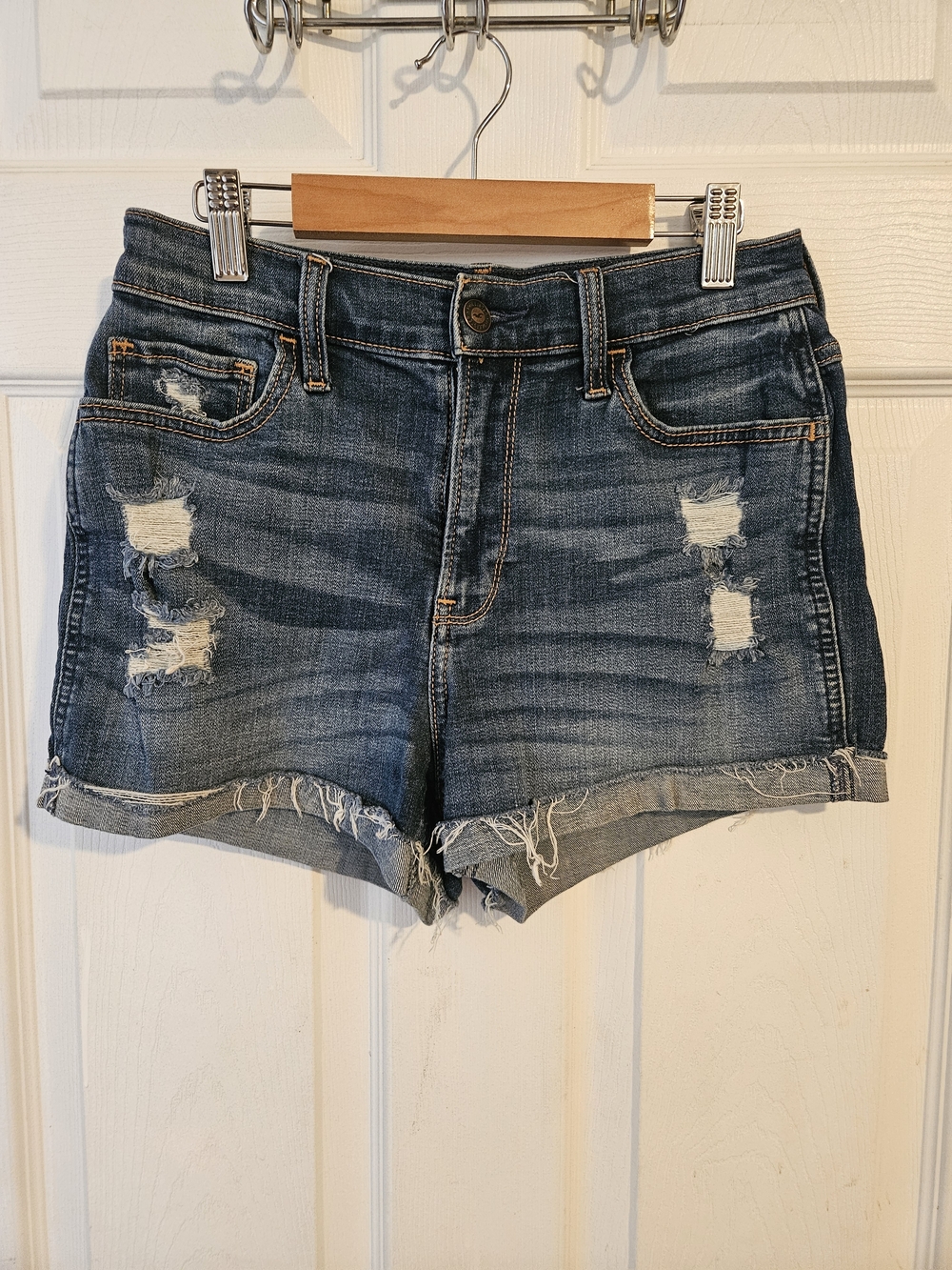 Hollister Womans Distressed Denim High Rise Shorts Size 5